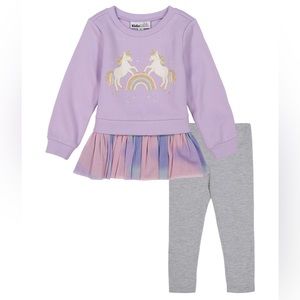 Toddler Girls Mesh-Flounced Sweatshirt and Leggings Set, 2-Piece